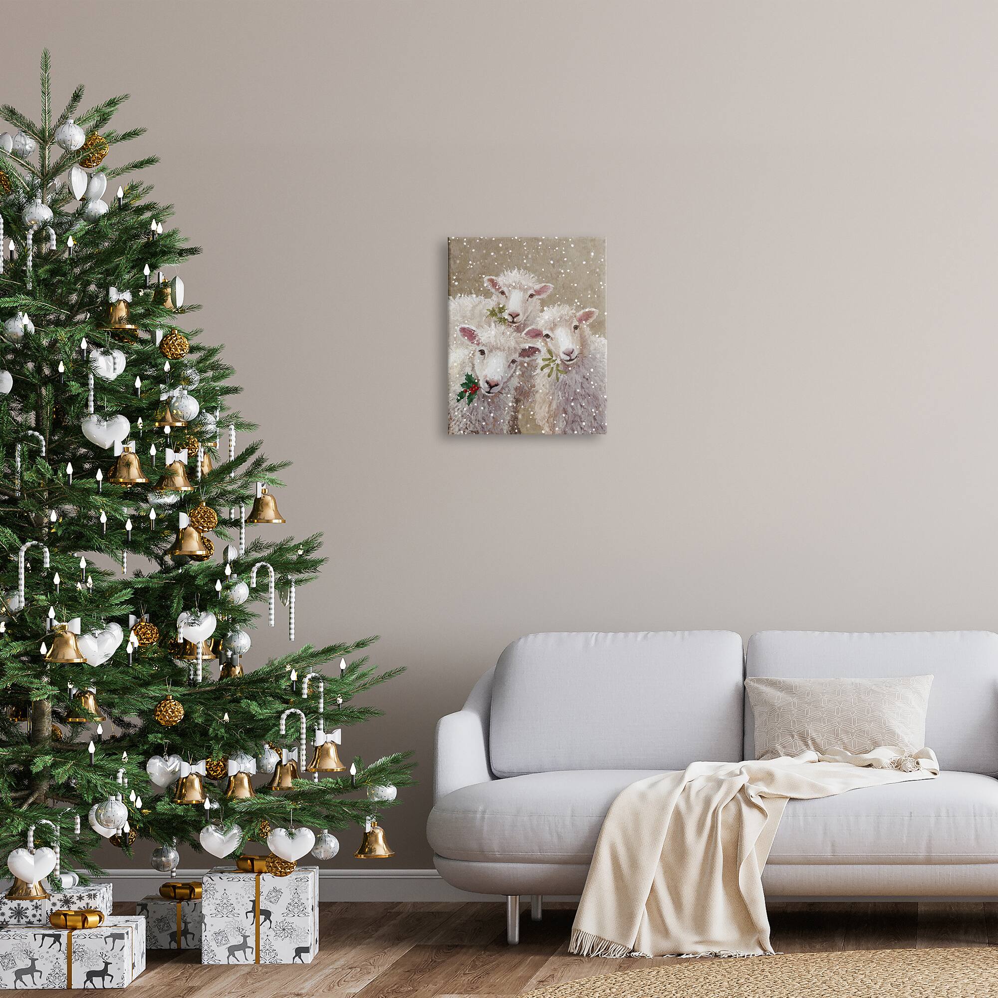 Stupell Industries Winter Sheep Trio Farm Animals Canvas Wall Art